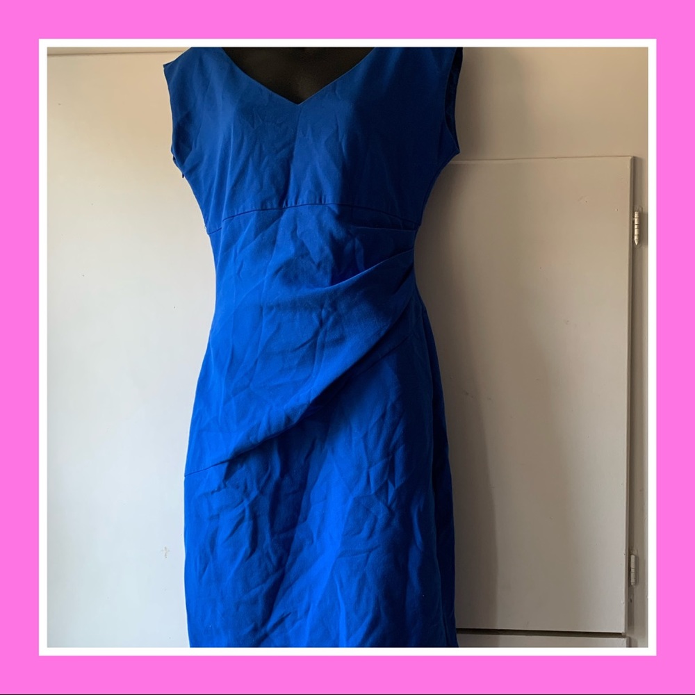 Blue faux wrap dress with side zip💙